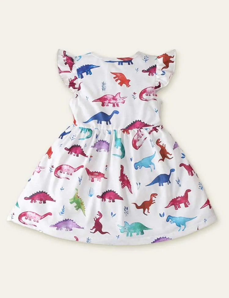 Dinosaur Butterfly Printed Dress - Image 2