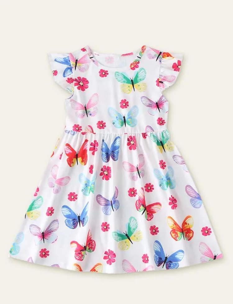 Dinosaur Butterfly Printed Dress - Image 4
