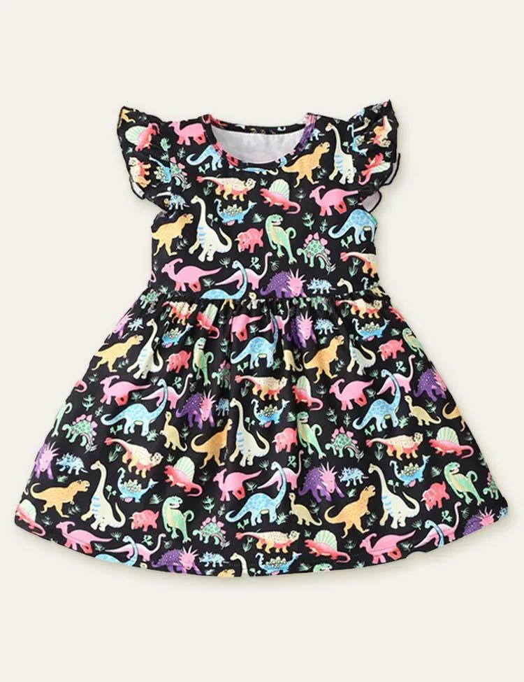 Dinosaur Butterfly Printed Dress - Image 7