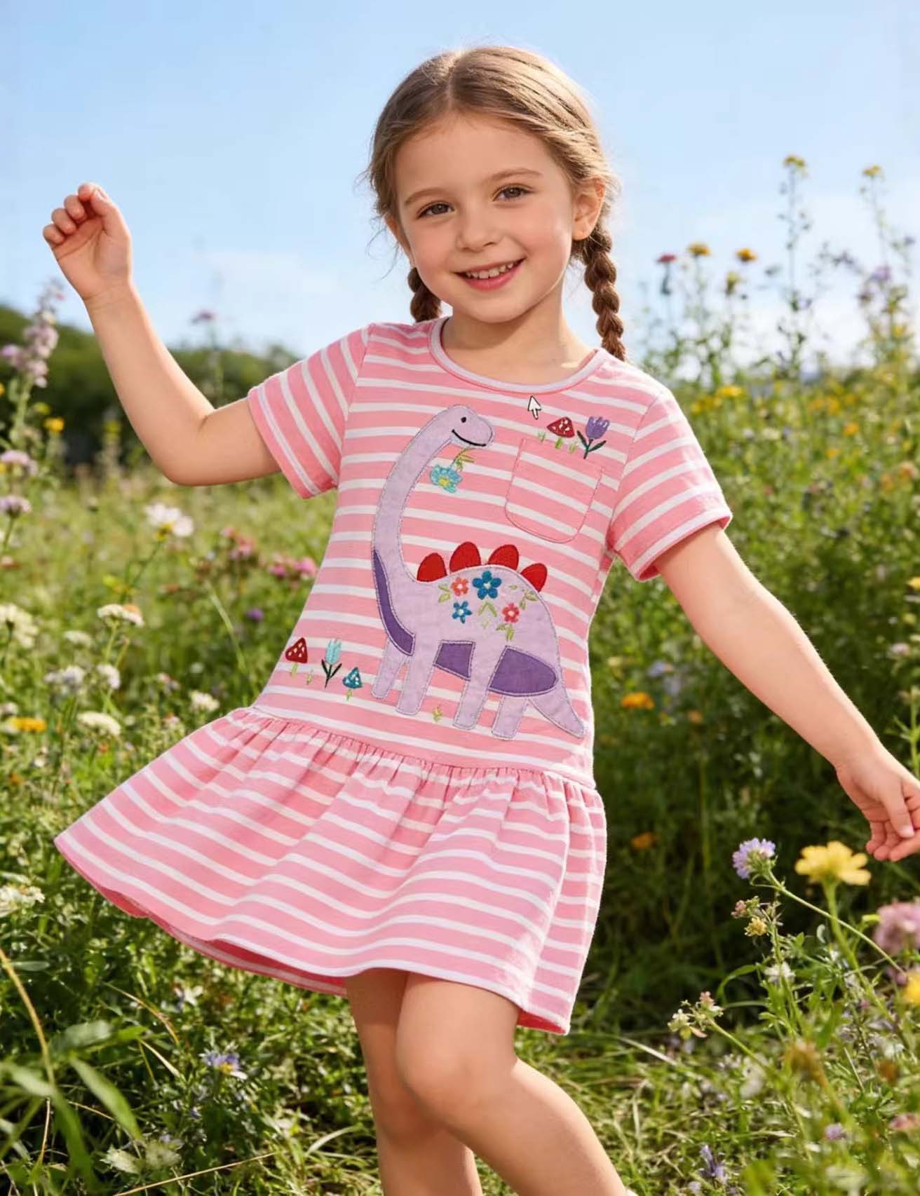 Dinosaur Embroidered Dress - Image 4