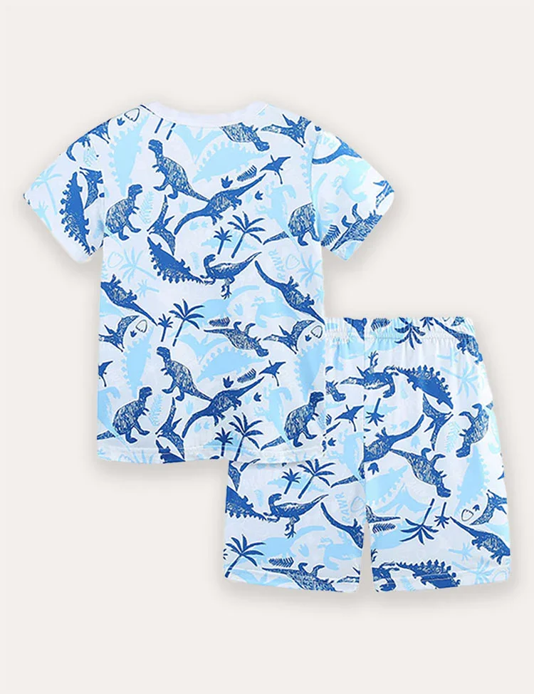 Dinosaur Print Short Sleeve T-Shirt and Shorts Set - Image 2