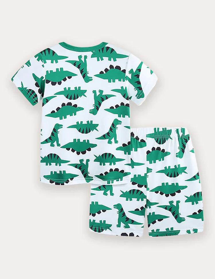 Dinosaur Print Short Sleeve T-Shirt and Shorts Set - Image 2