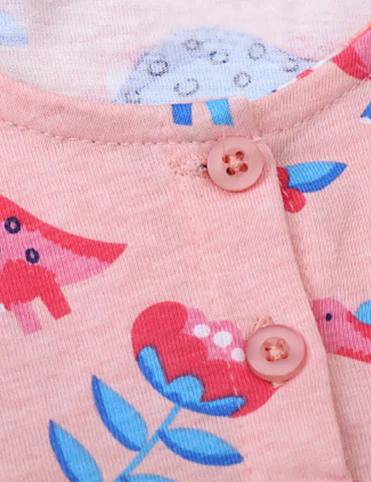 Dinosaur Printed Chest Button Dress - Image 2