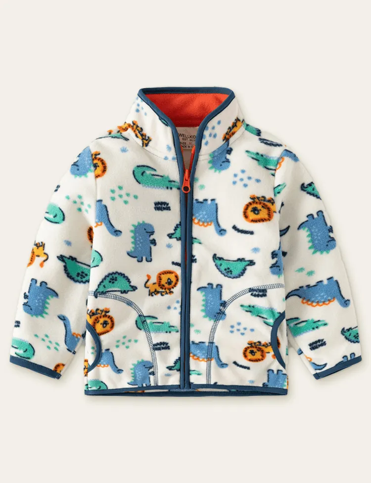 Dinosaur Printed Fleece Jacket - Image 3