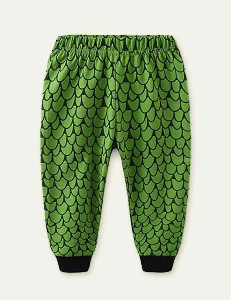 Dinosaur Printed Long-Sleeved Pajamas Two-Piece Set - Image 2