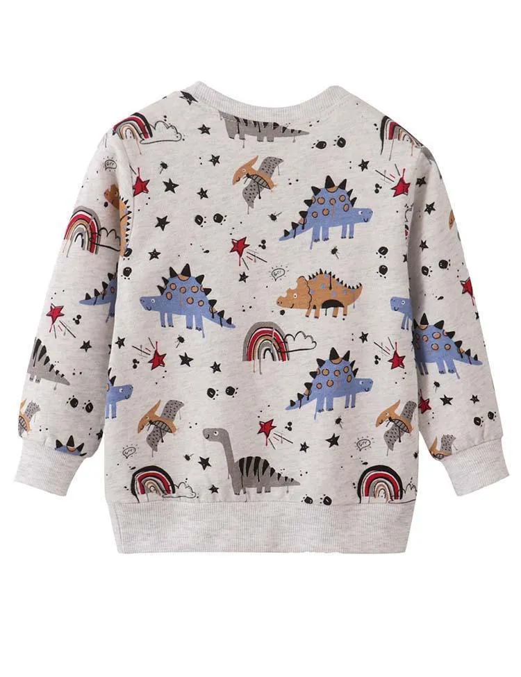 Dinosaur Printed Pullover Sweatshirt - Image 2