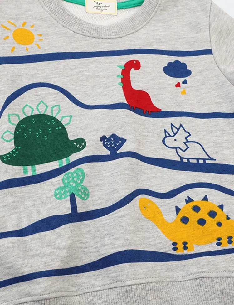 Dinosaur Printed Striped Sweatshirt - Image 3