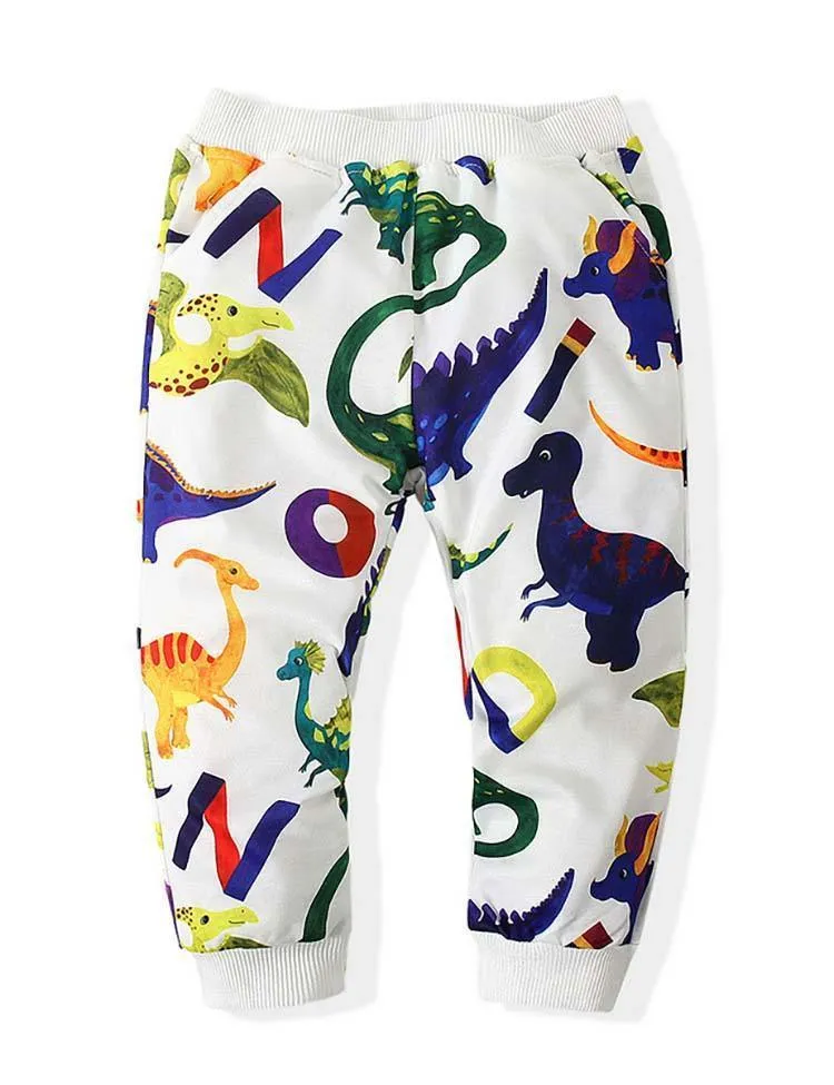 Dinosaur Printed Sweat Casual Pants Two-Piece Set - Image 3