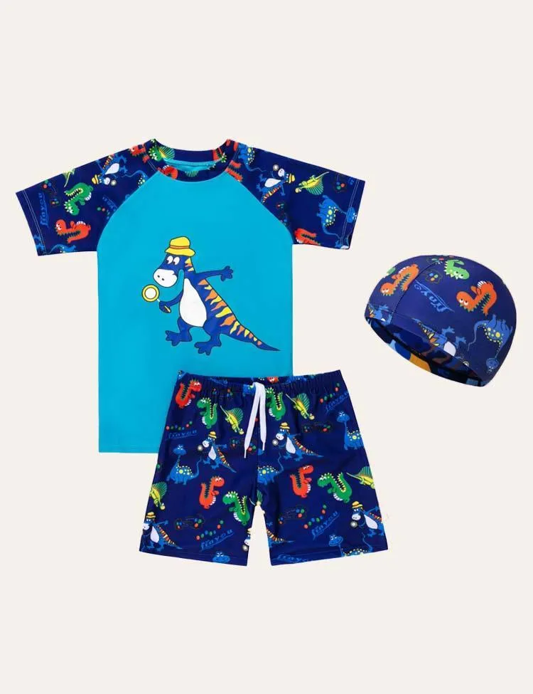 Dinosaur Swim Suit + Cap - Image 3