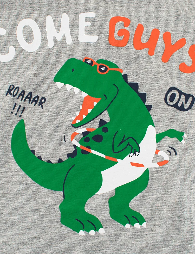 Dinosaur with Hula Hoop Printed Long-Sleeved T-shirt - Image 4