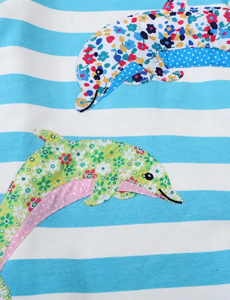 Dolphin Appliqué Hooded Sweatshirt Dress - Image 2