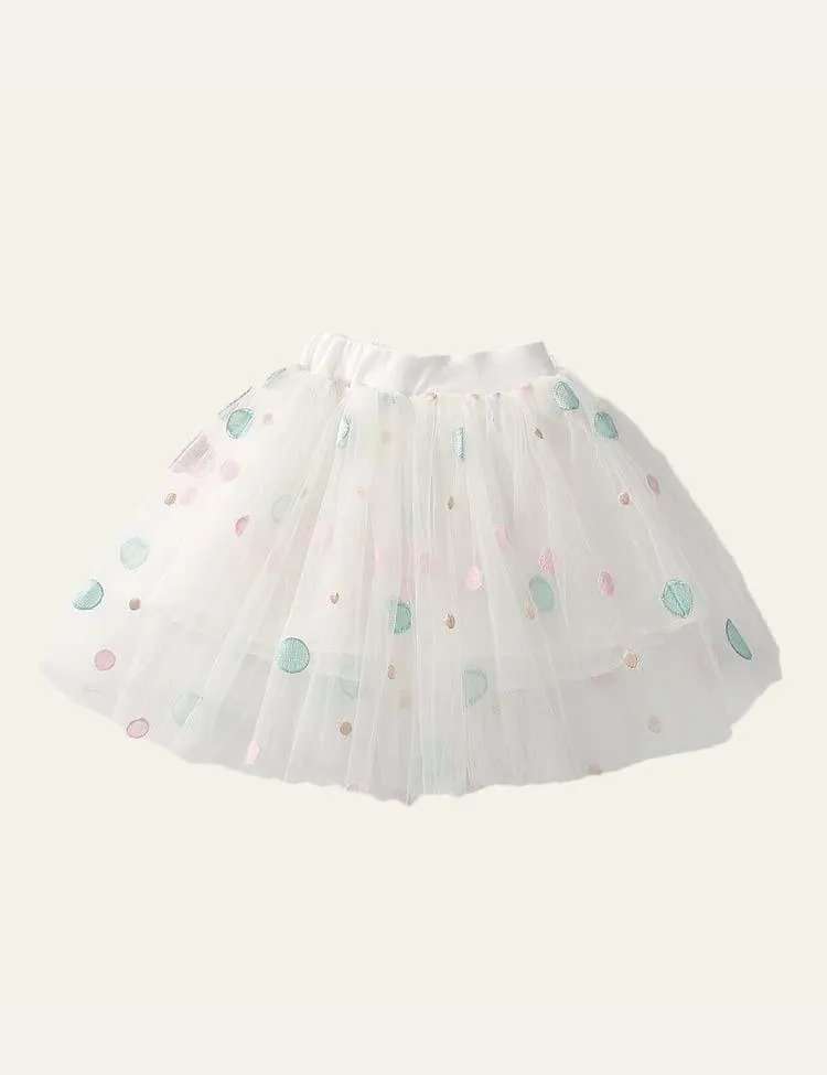 Dot Embroidered Mesh Skirt - Image 2