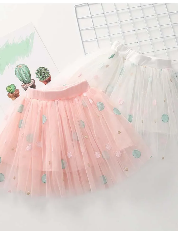 Dot Embroidered Mesh Skirt - Image 4