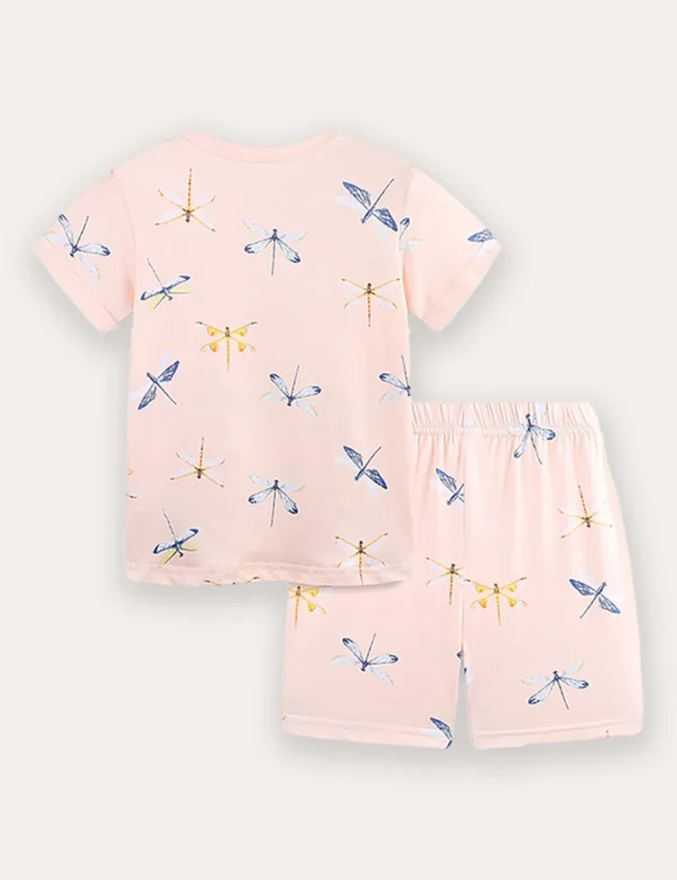 Dragonfly Print Short Sleeve T-Shirt and Shorts Set - Image 2