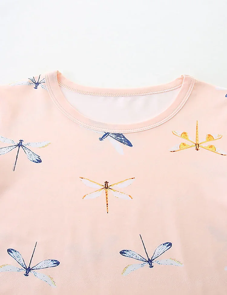 Dragonfly Print Short Sleeve T-Shirt and Shorts Set - Image 3