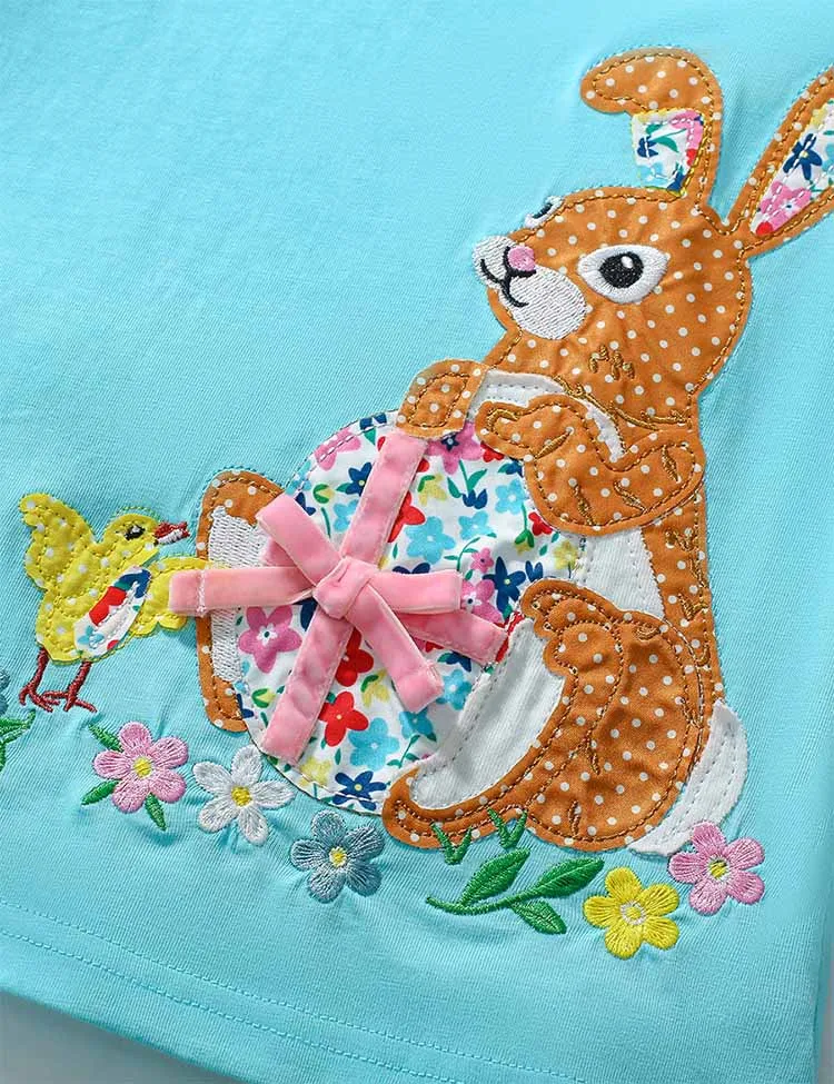 Easter Bunny Appliqué Cotton Dress - Image 2
