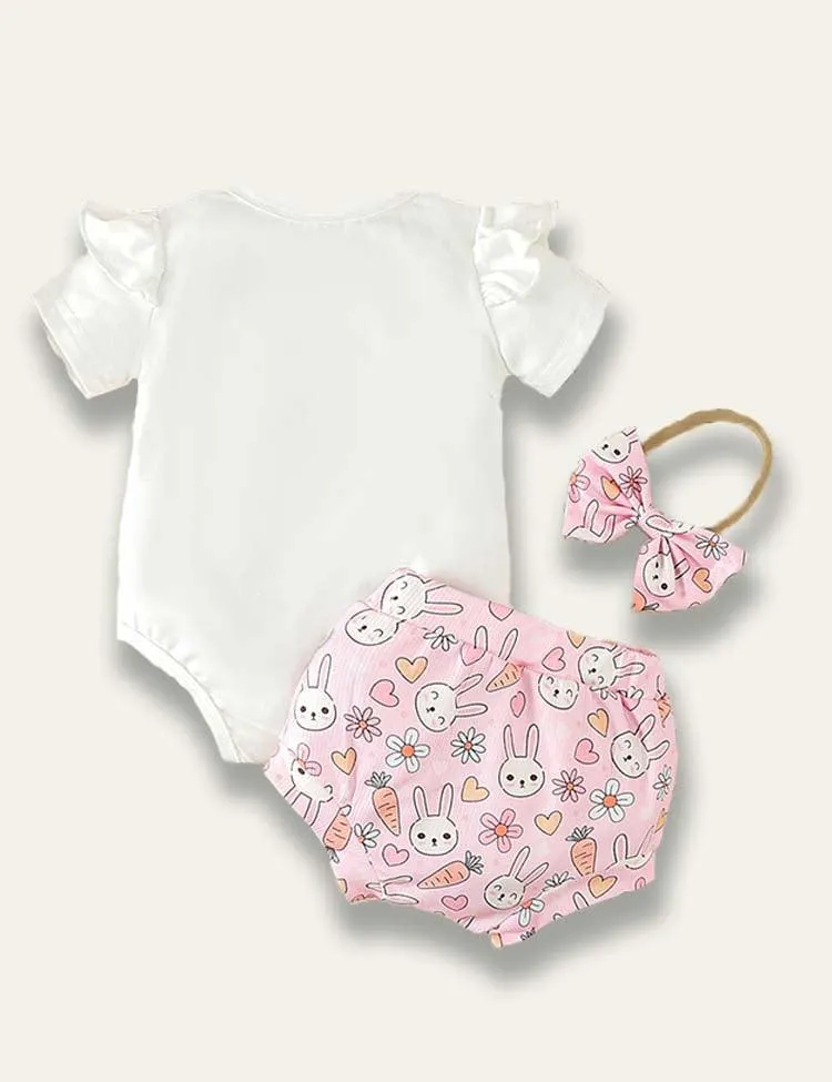 Easter Bunny Baby Printed Romper+Bunny Shorts - Image 2