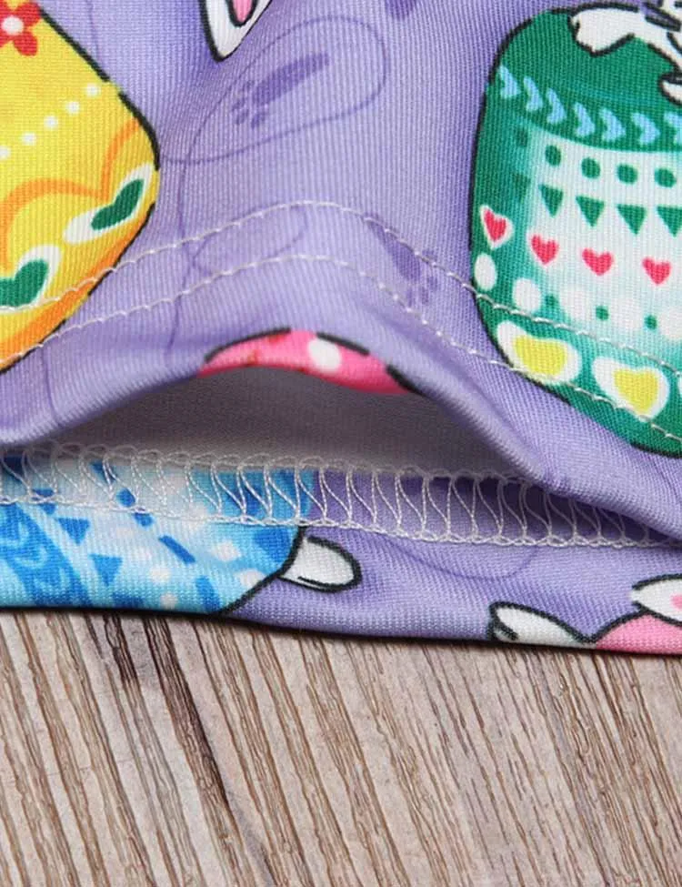 Easter Bunny Egg Printed Sleeveless Pleated Dress - Image 3