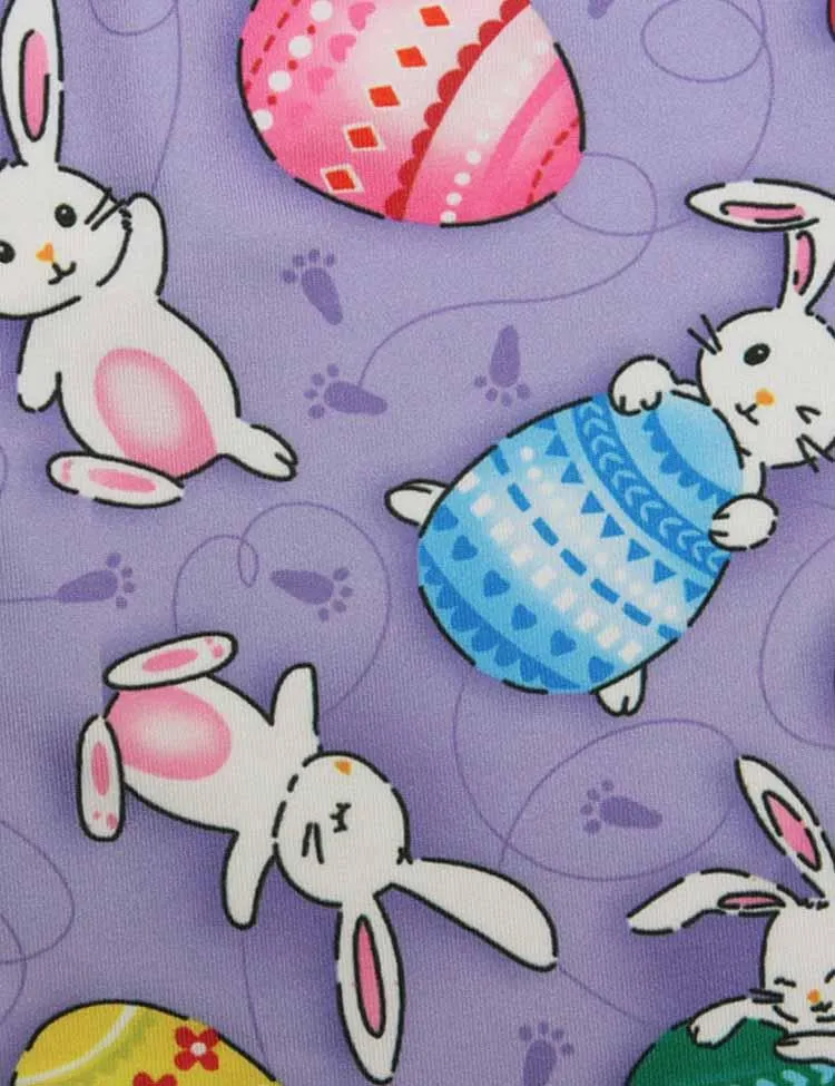 Easter Bunny Egg Printed Sleeveless Pleated Dress - Image 4