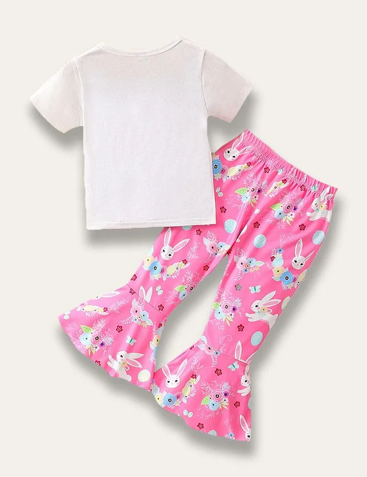 Easter Bunny Print Flare Pants Set - Image 3