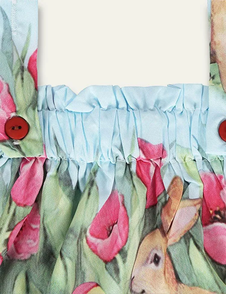 Easter Bunny Print Suspender Skirt Set - Image 4