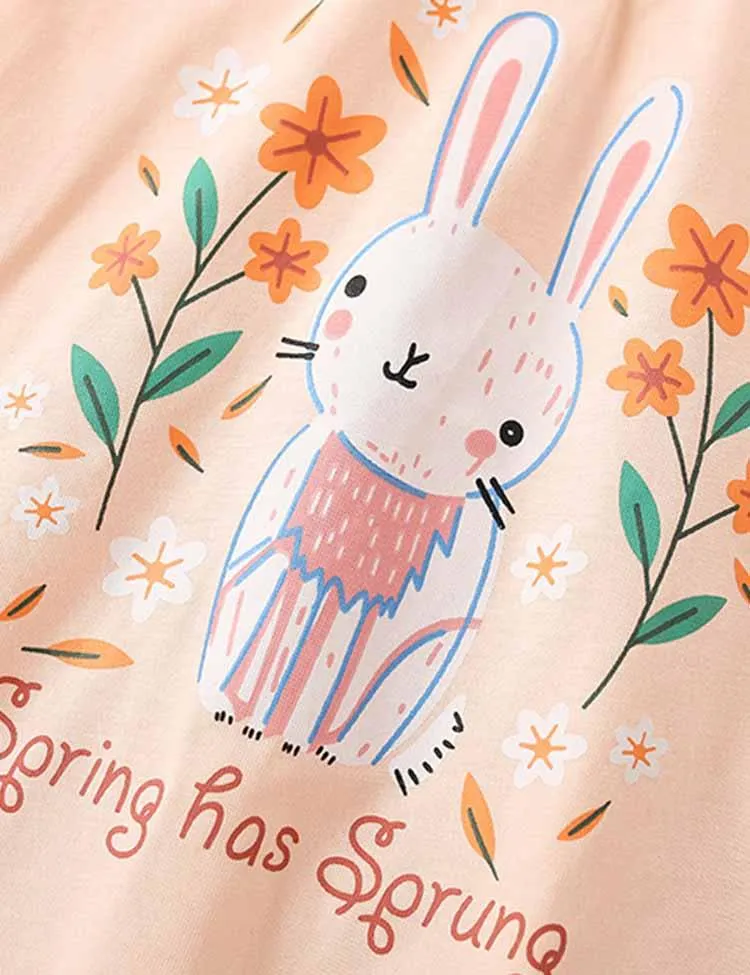 Easter Cartoon Bunny Letter Printed T-Shirt - Image 3