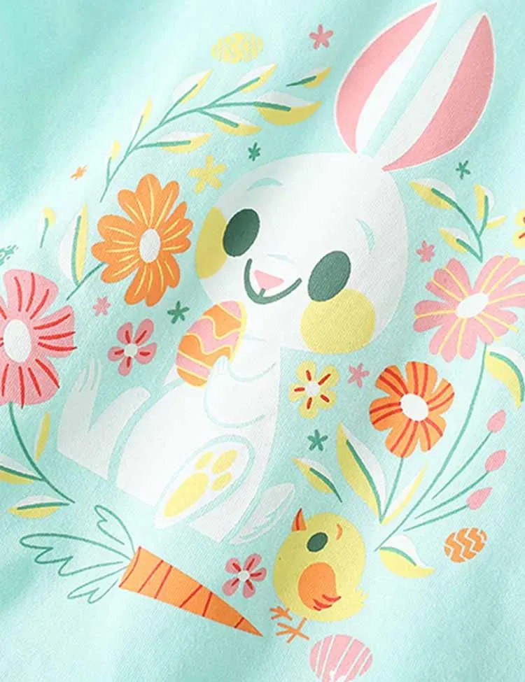 Easter Cartoon Bunny Printed T-Shirt - Image 2