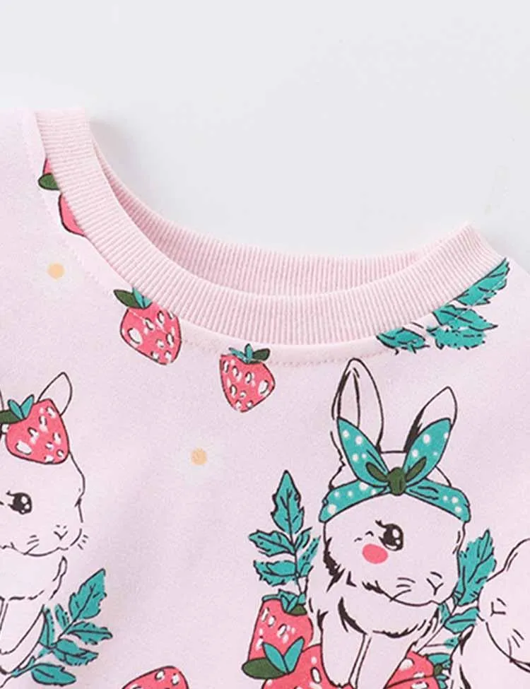 Easter Cartoon Bunny Strawberry Sweatshirt - Image 2