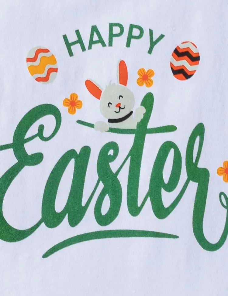 Easter Cartoon Bunny Tulle T-Shirt+Bunny Printed Strap Dress - Image 6