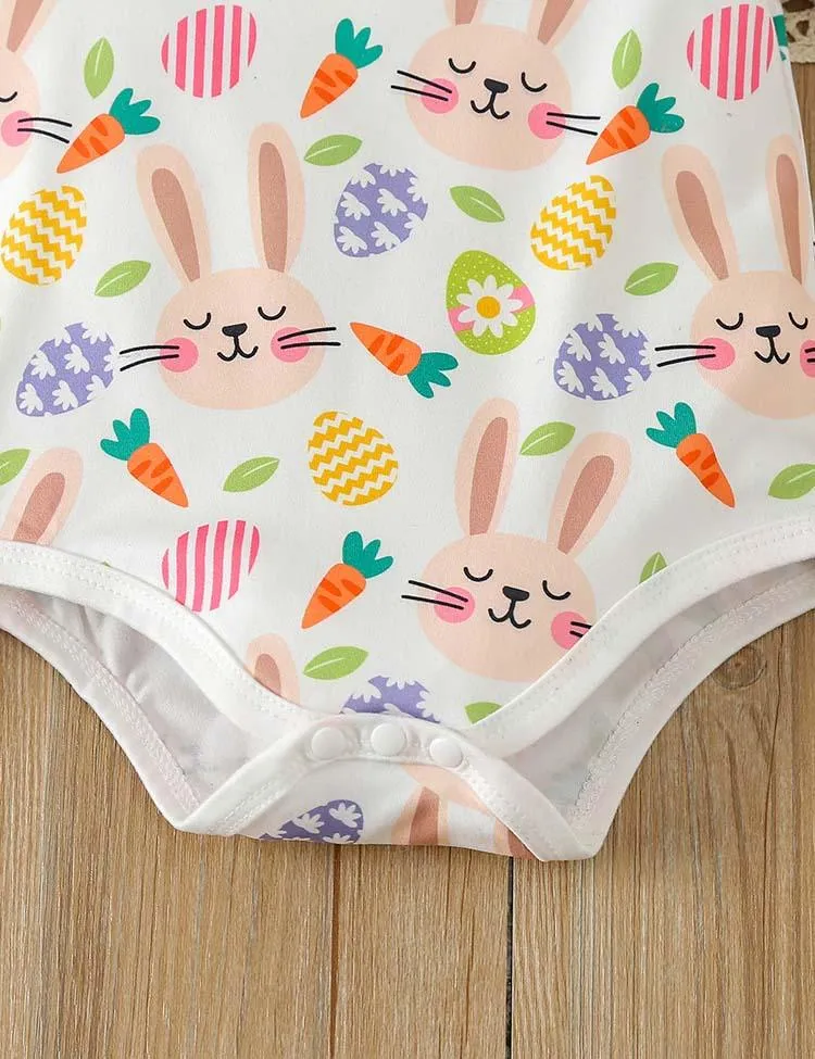 Easter Cute Bunny Printed Romper+Pants - Image 2