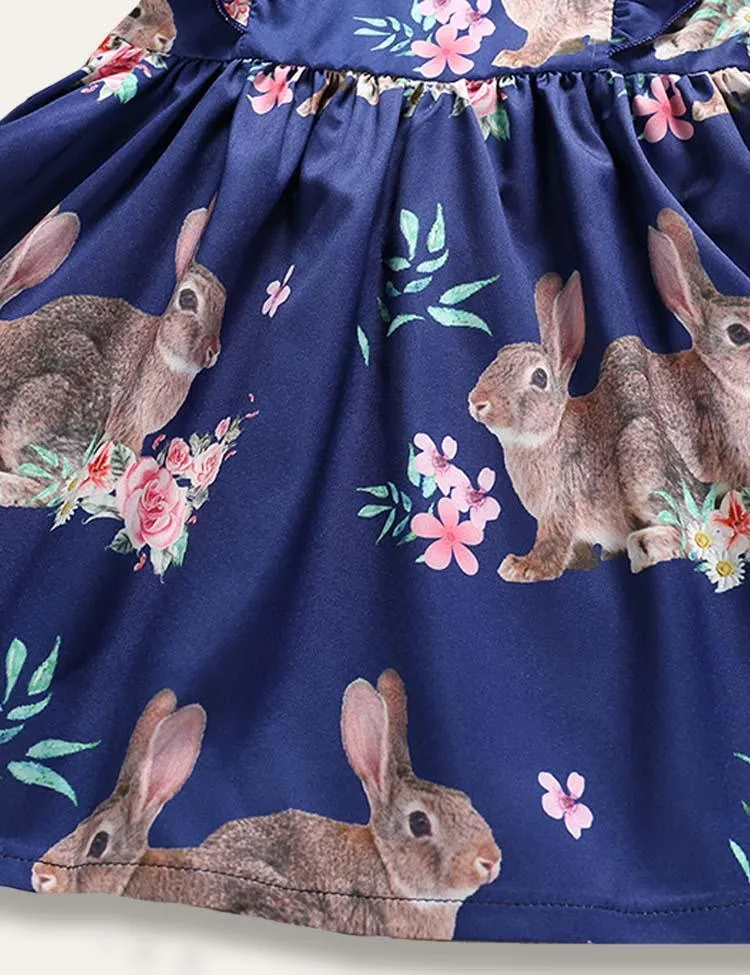 Easter Flying Sleeve Bunny Print Dress - Image 3