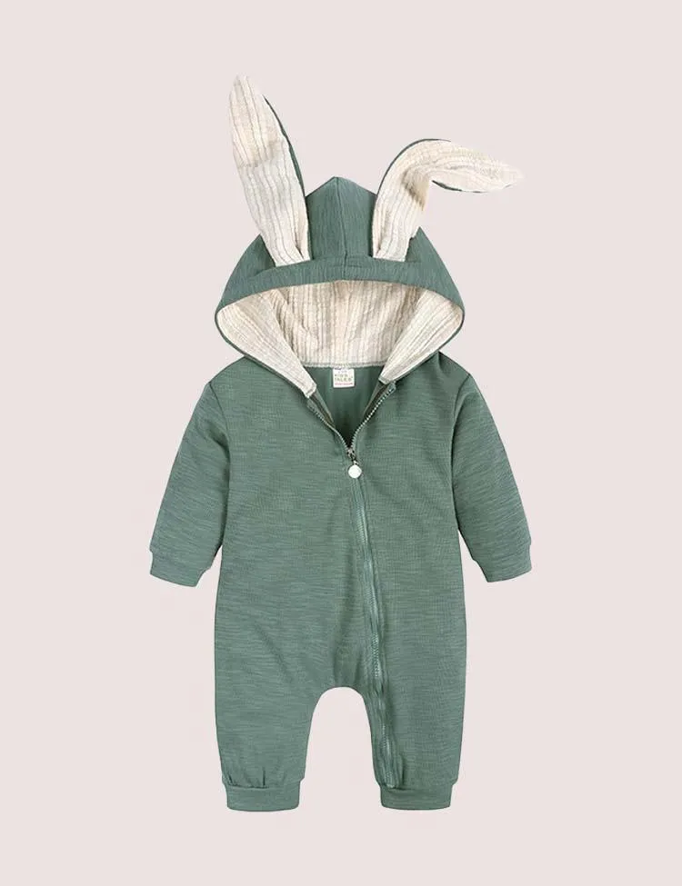 Easter Long Ear Bunny Hoodie Romper - Image 3