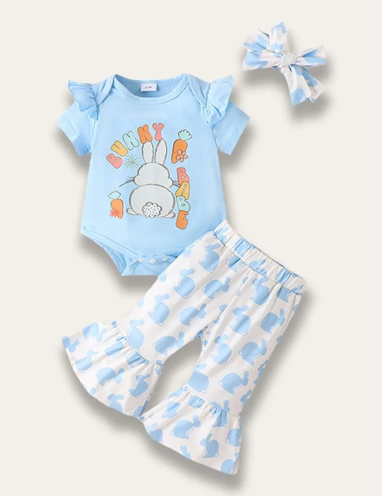 Easter Multicolor Bunny Print Romper Set - Image 2