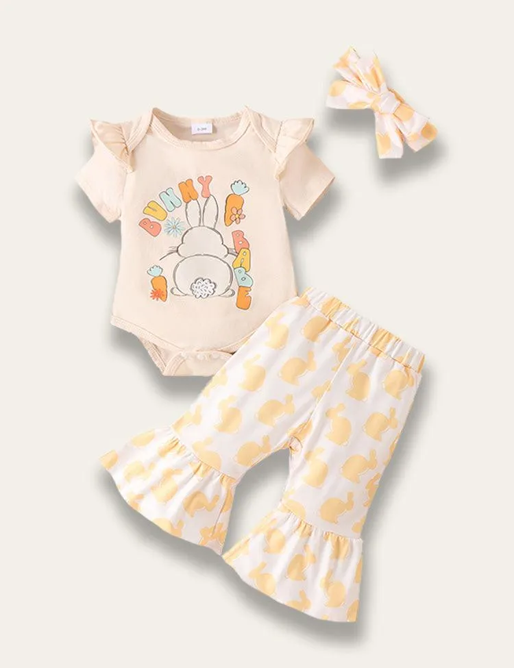 Easter Multicolor Bunny Print Romper Set - Image 3
