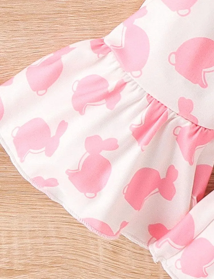 Easter Multicolor Bunny Print Romper Set - Image 5