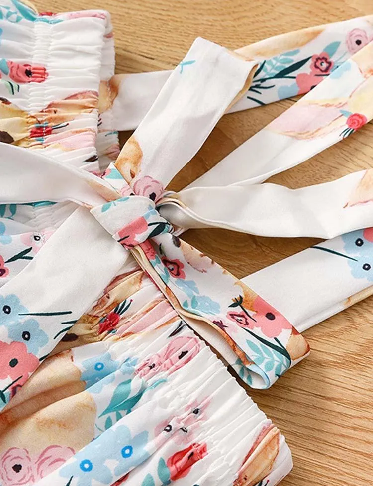 Easter Solid Color T-Shirt+Bunny Printed Strap Dress - Image 4
