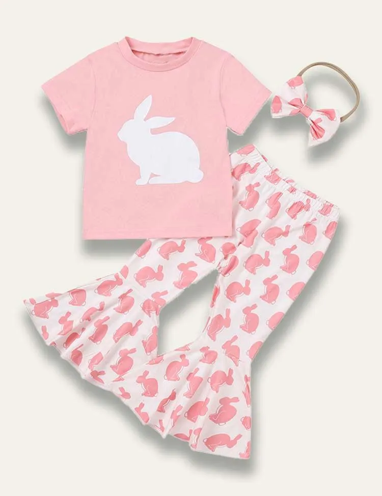 Easter Spotted Bunny Printed T-Shirt+Flared Pants - Image 2