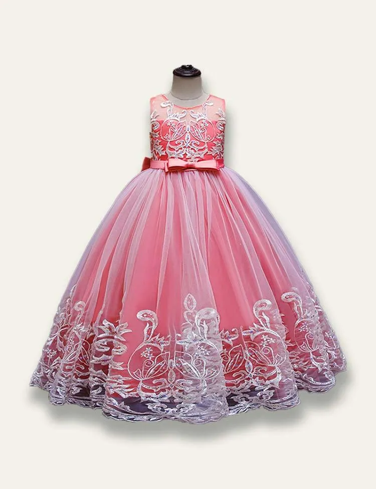 Elegant Princess Floral Tulle Party Dress - Image 7