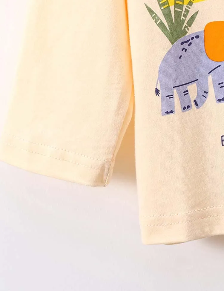Elephant and Baby Elephant Printed Long-Sleeved T-shirt - Image 3