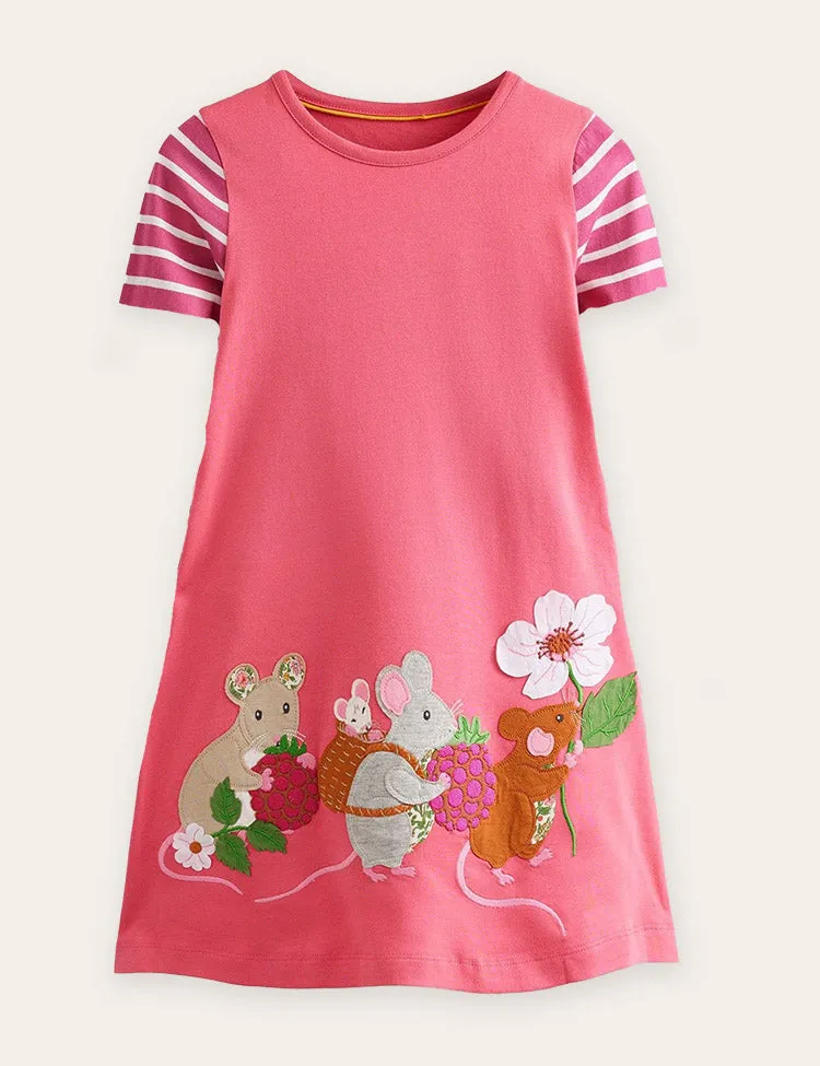 Elsie Big Appliqué Cotton Dress - Image 3