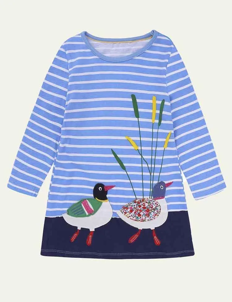 Embroidered Fun Animals Long Sleeve Dress - Image 11
