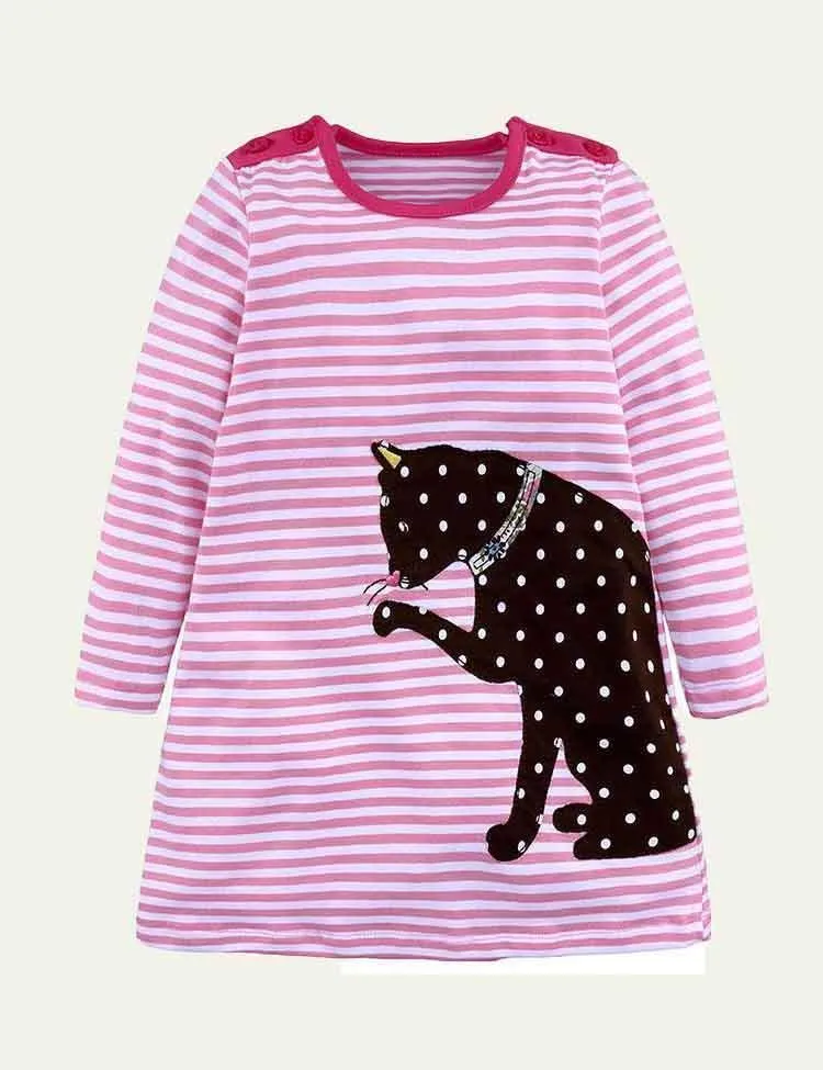 Embroidered Fun Animals Long Sleeve Dress - Image 13