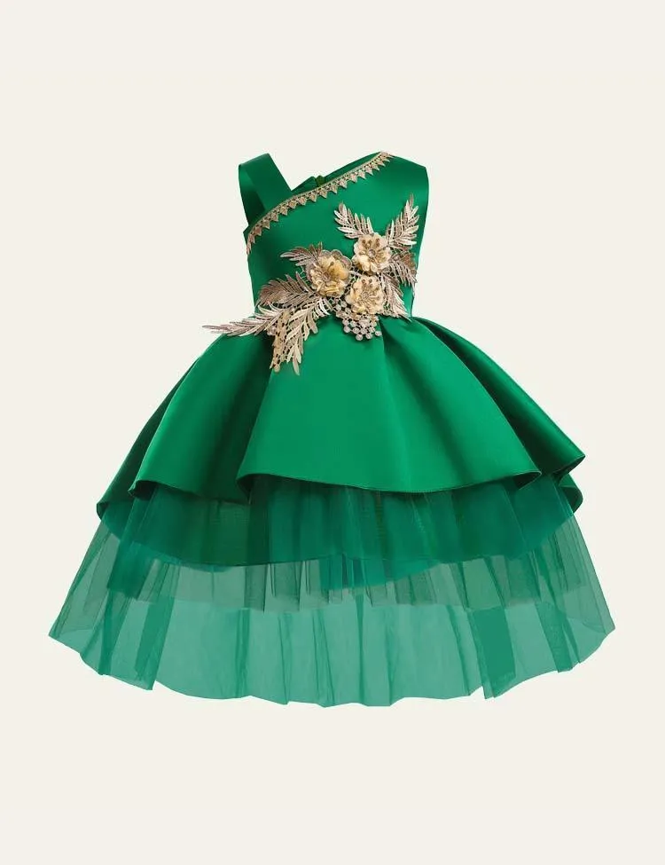 Embroidered Mesh Party Dress