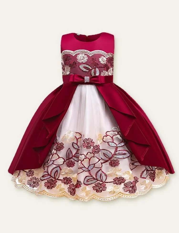 Embroidered Mesh Party Dress - Image 5