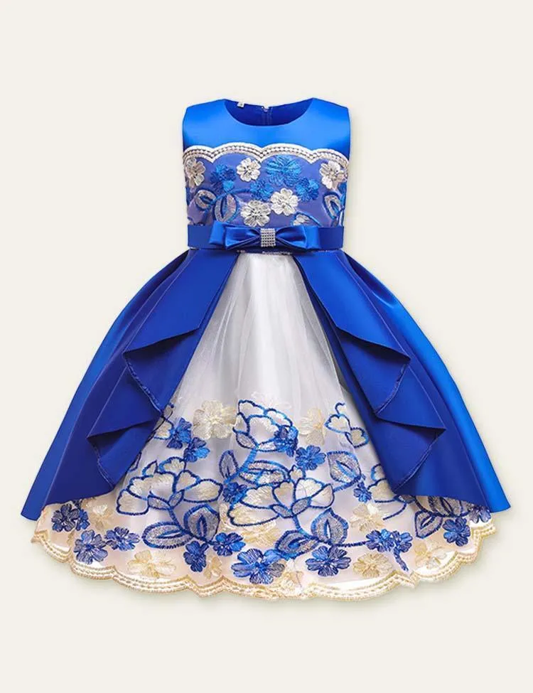 Embroidered Mesh Party Dress - Image 7