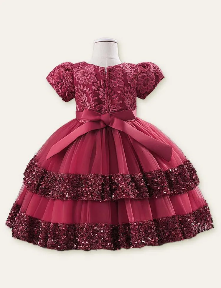 Embroidered Mesh Party Dress - Image 2