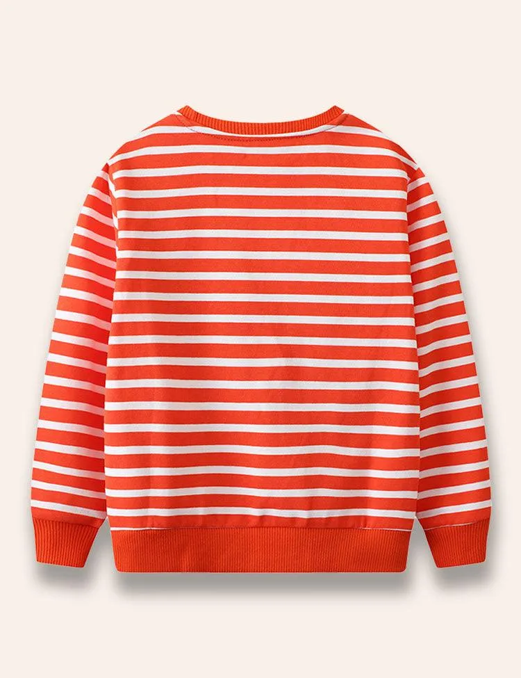 Engineering Vehicle Appliqué Striped Sweatshirt - Image 2