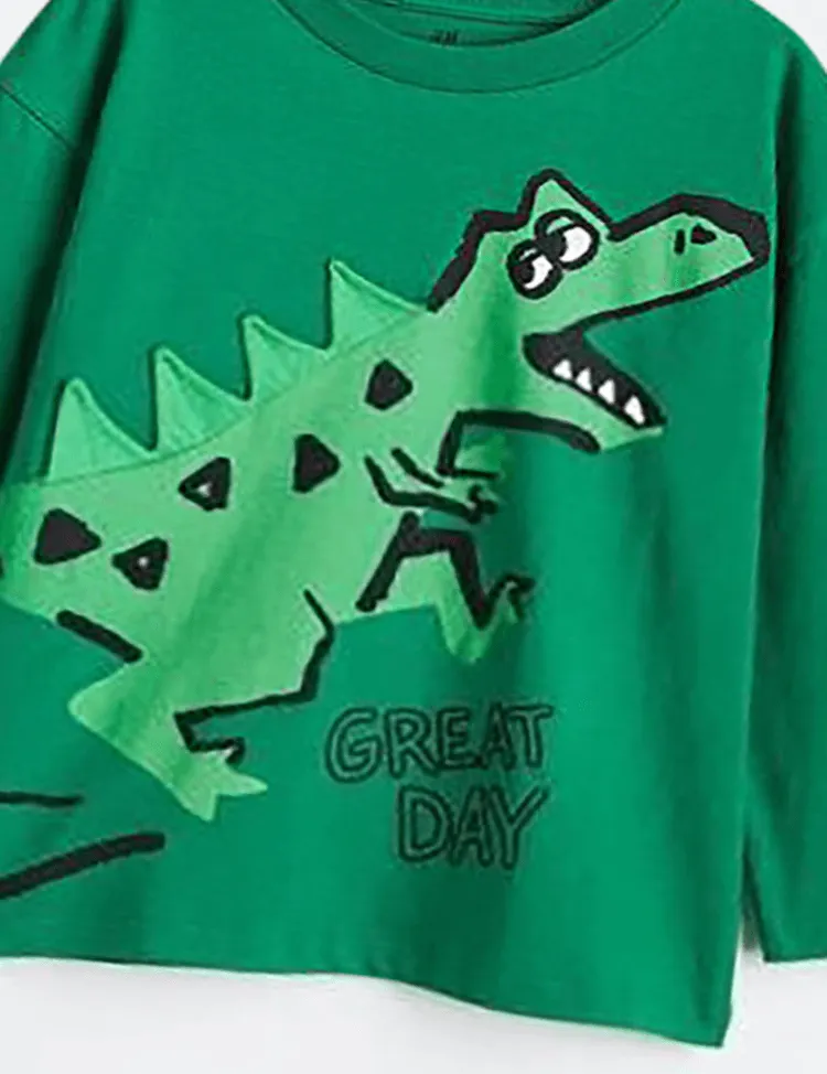 Escape Dinosaur Printed Long-Sleeved T-shirt - Image 3