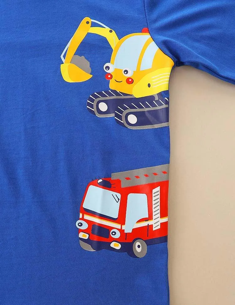 Excavator Fire Truck Printed Long Sleeve T-shirt - Image 4