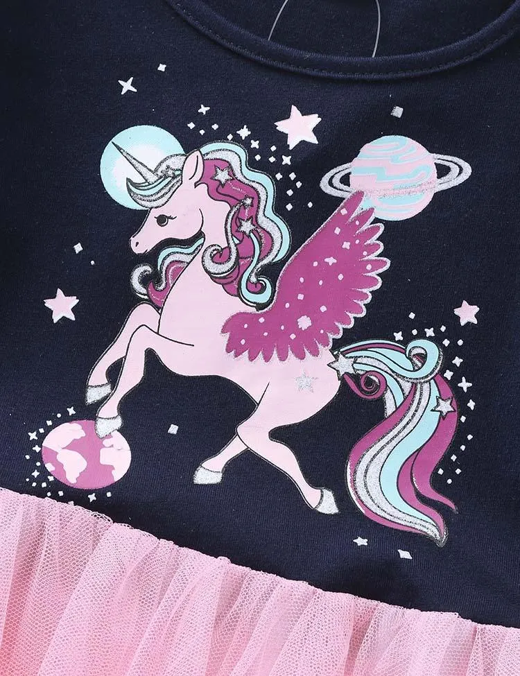 Fantasy Unicorn Printed Mesh Party Dress - Image 2